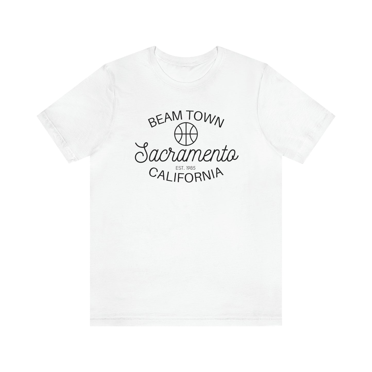 Retro BeamTown T-Shirt, Sacramento Basketball, Unisex Jersey Short Sleeve Tee, Sac Town Basketball Gift, Kings Fan Gift, Sacramento Basketball, BeamTown, Retro Style, Vintage Vibe Sacramento Ca, White Shirt