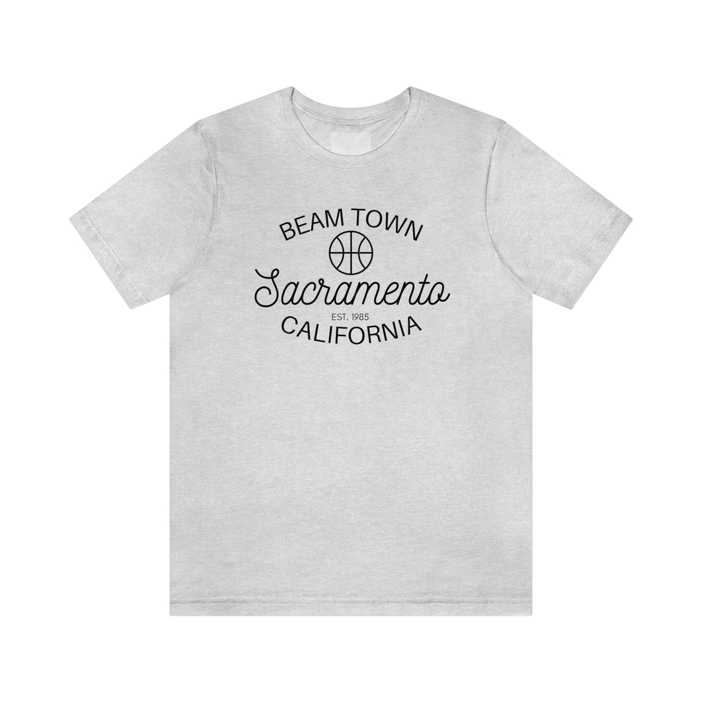 Retro BeamTown T-Shirt, Sacramento Basketball, Unisex Jersey Short Sleeve Tee, Sac Town Basketball Gift, Kings Fan Gift, Sacramento Basketball, BeamTown, Retro Style, Vintage Vibe Sacramento Ca, Grey Shirt