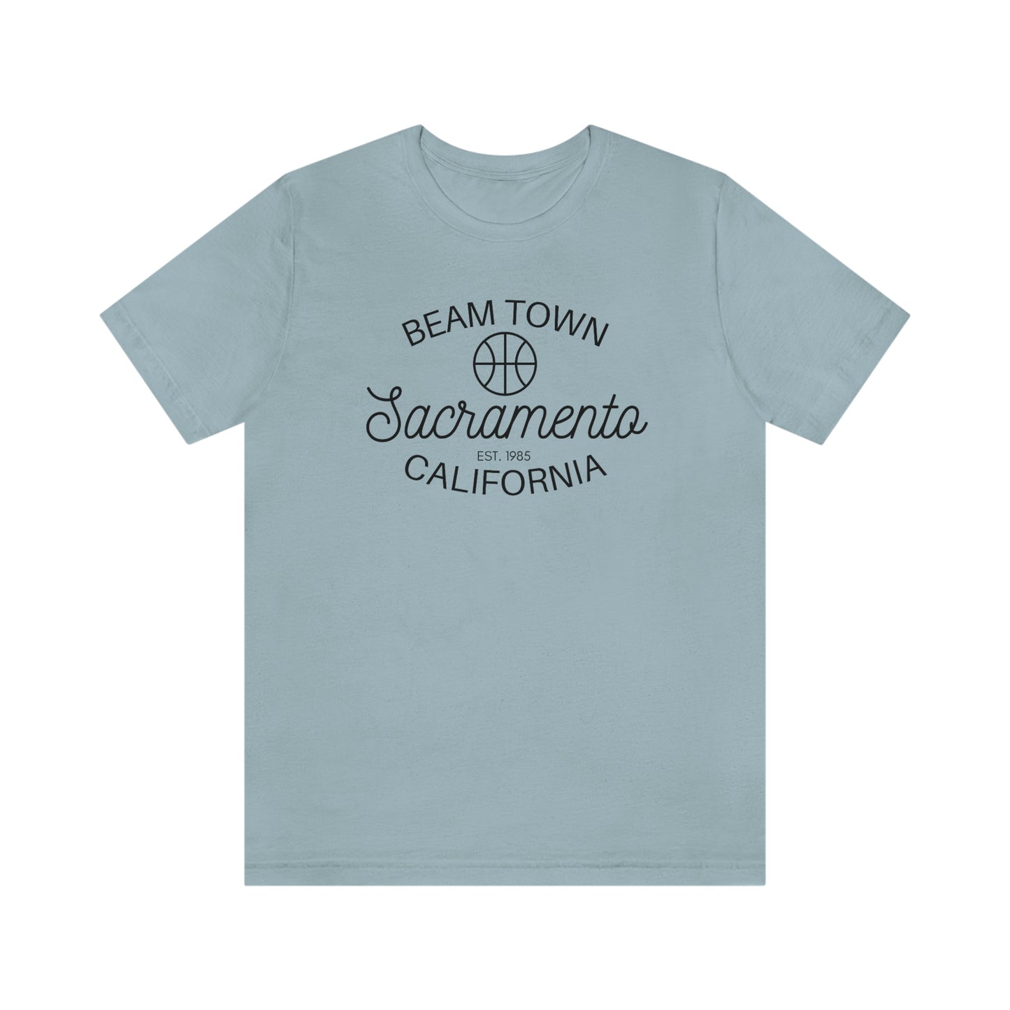 Retro BeamTown T-Shirt, Sacramento Basketball, Unisex Jersey Short Sleeve Tee, Sac Town Basketball Gift, Kings Fan Gift, Sacramento Basketball, BeamTown, Retro Style, Vintage Vibe Sacramento Ca, Light Blue Shirt