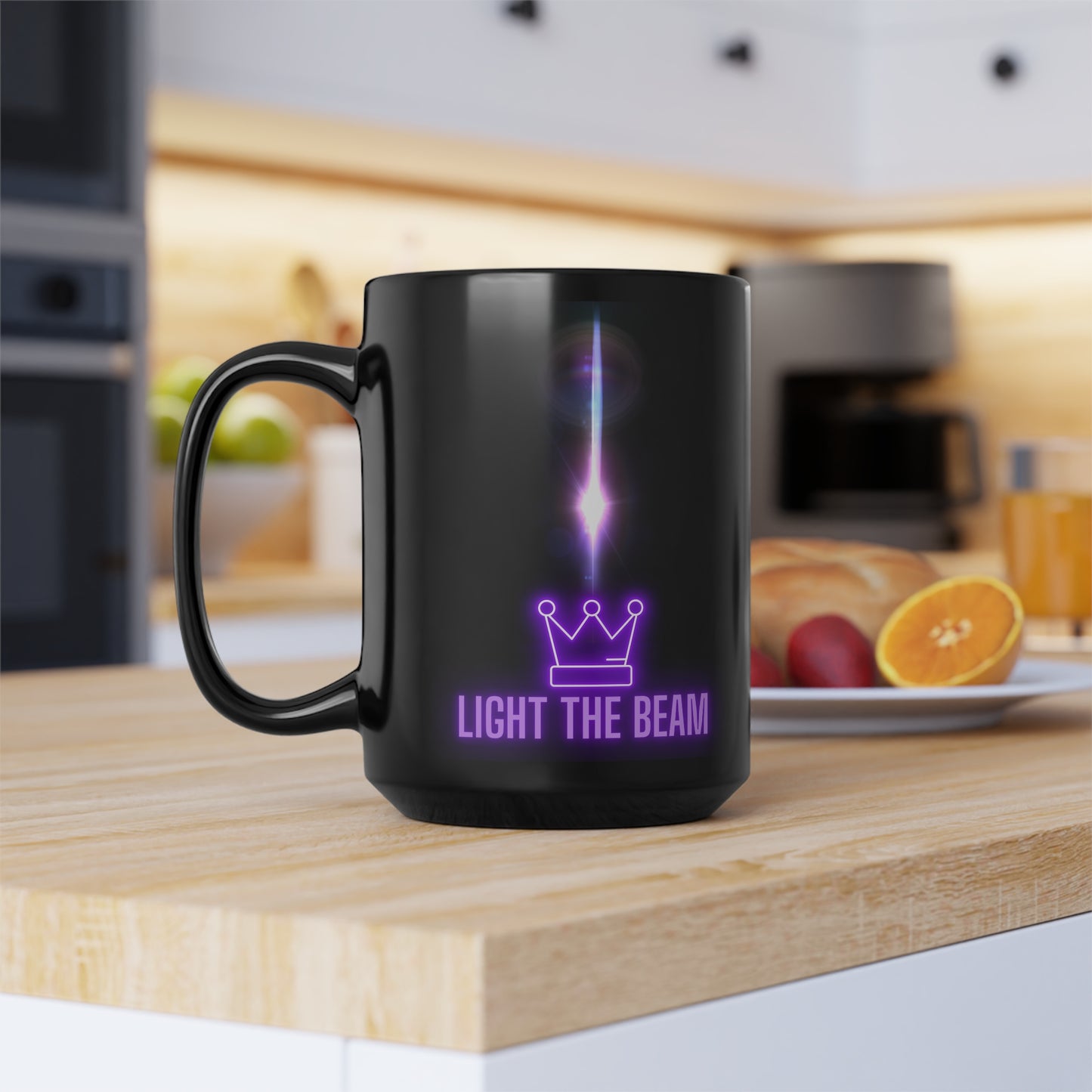 Light the Beam Sac Basketball Black Mug 15oz, Sacramento Basketball Fan, Gift for Sac Town Fan, Sacramento Gift for Dad and Mom