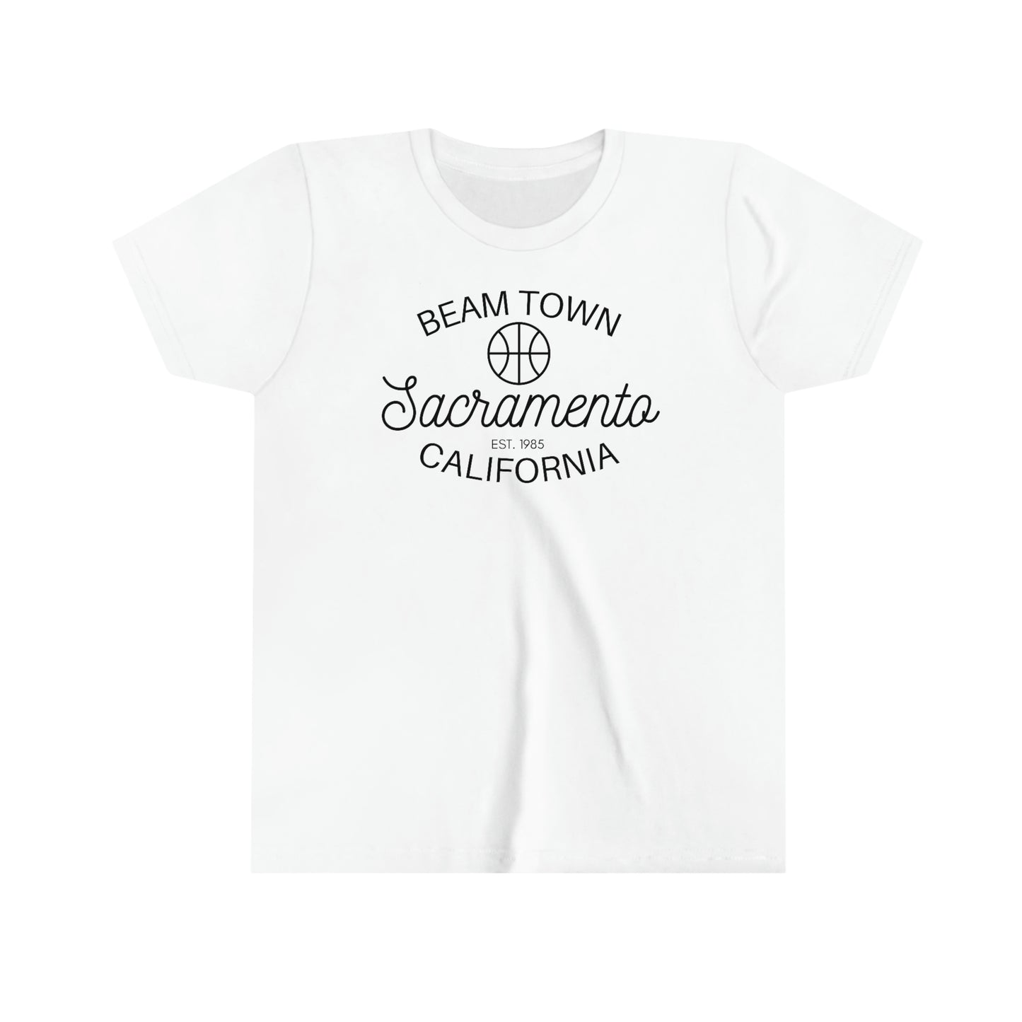 Retro BeamTown Youth T-Shirt, Sacramento Basketball, Kids Youth Unisex Tee, Sac Basketball Gift Kids Fan Gift, Light the Beam Shirt, Vintage Vibe, Retro Style Tee Shirt, White Shirt