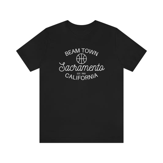 Retro BeamTown T-Shirt, Sacramento Basketball, Unisex Jersey Short Sleeve Tee, Sac Town Basketball Gift, Kings Fan Gift, Sacramento Basketball, BeamTown, Retro Style, Vintage Vibe Sacramento Ca, Black