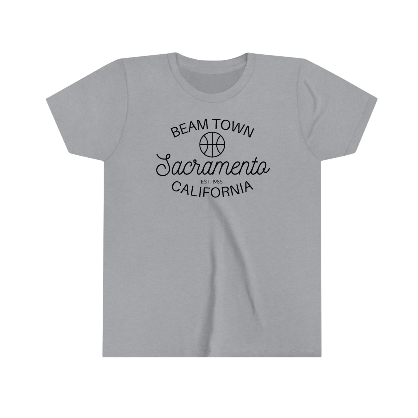Retro BeamTown Youth T-Shirt, Sacramento Basketball, Kids Youth Unisex Tee, Sac Basketball Gift Kids Fan Gift, Light the Beam Shirt, Vintage Vibe, Retro Style Tee Shirt, Grey Shirt