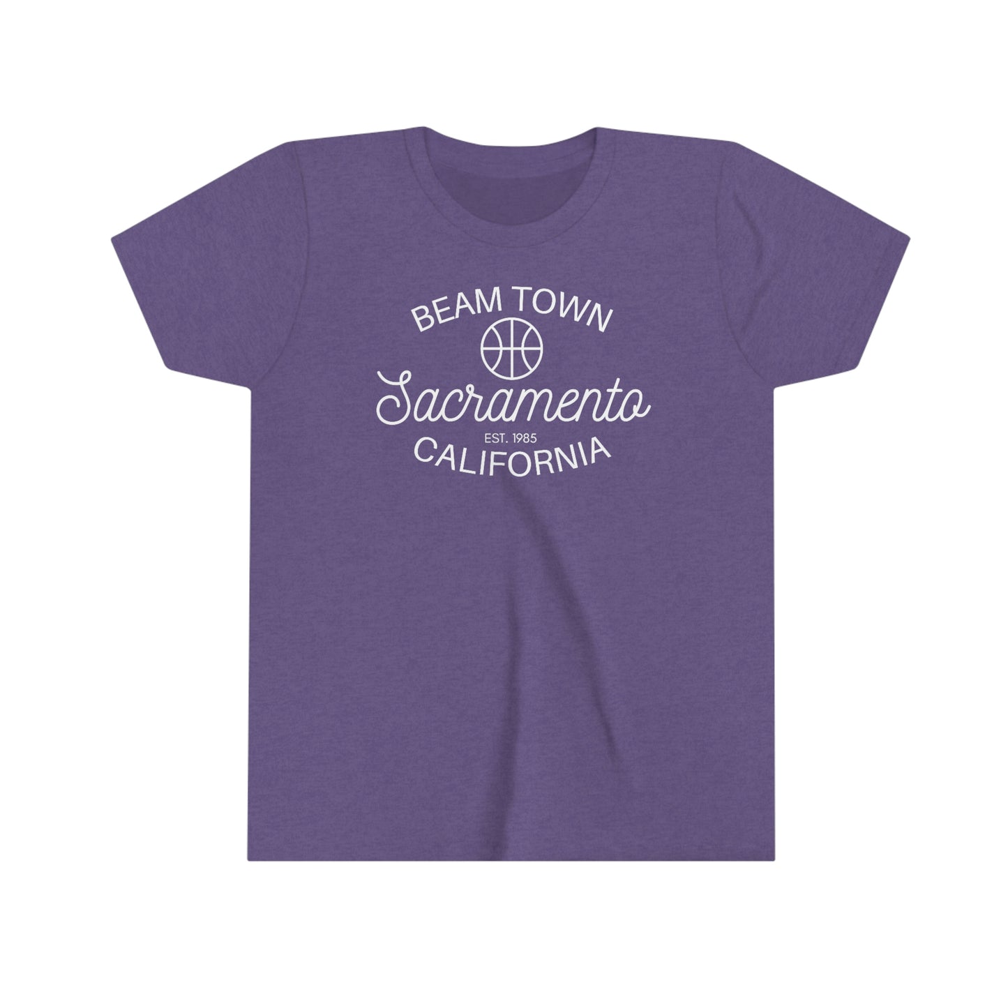 Retro BeamTown Youth T-Shirt, Sacramento Basketball, Kids Youth Unisex Tee, Sac Basketball Gift Kids Fan Gift, Light the Beam Shirt, Vintage Vibe, Retro Style Tee Shirt, Heather Purple Shirt
