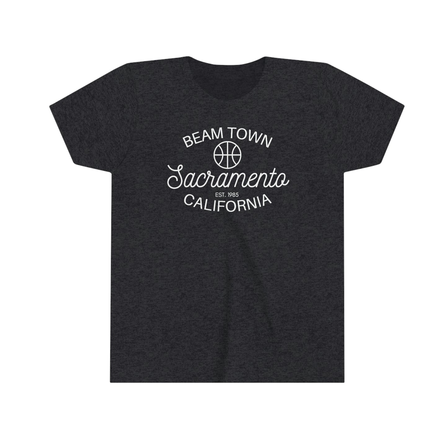 Retro BeamTown Youth T-Shirt, Sacramento Basketball, Kids Youth Unisex Tee, Sac Basketball Gift Kids Fan Gift, Light the Beam Shirt, Vintage Vibe, Retro Style Tee Shirt, Heather Dark Grey Shirt
